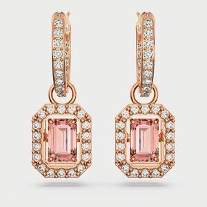Swarovski Millenia Una Drop Earrings, Octagon Cut, Pink Crystals, Rose Gold-Tone